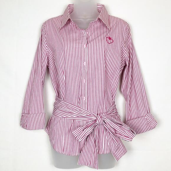 NWOT Princess Vera Wang Striped Button Down Tie Front Shirt Size 7 - Picture 1 of 4